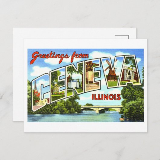  groeten uit Genève, Illinois, Briefkaart (Voorkant / Achterkant)