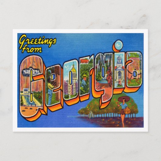 Groeten uit Georgia Vintage Travel Briefkaart (Voorkant)