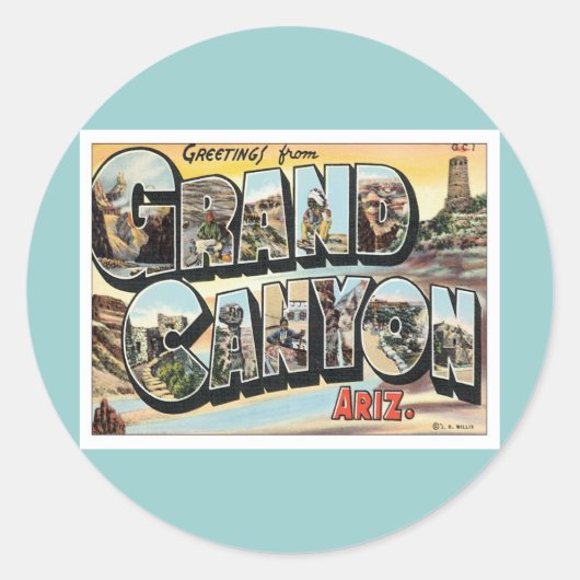 Groeten uit Grand Canyon Arizona Ronde Sticker (Voorkant)
