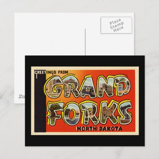 Groeten uit Grand Forks North Dakota Briefkaart (Voorkant / Achterkant)