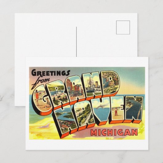  groeten uit Grand Haven, Michigan Briefkaart (Voorkant / Achterkant)