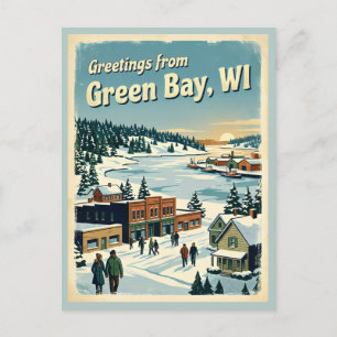 Groeten uit Green Bay WI Retro Vintage Briefkaart