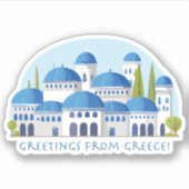 Groeten uit Griekenland Retro Sticker (Voorkant)