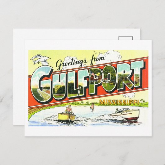  groeten uit Gulfport, Mississippi Briefkaart (Voorkant / Achterkant)