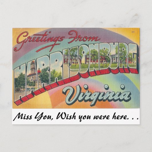 Groeten uit Harrisonburg, Virginia Briefkaart (Voorkant)