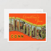 Groeten uit Hartford, Connecticut Travel Briefkaart (Voorkant / Achterkant)