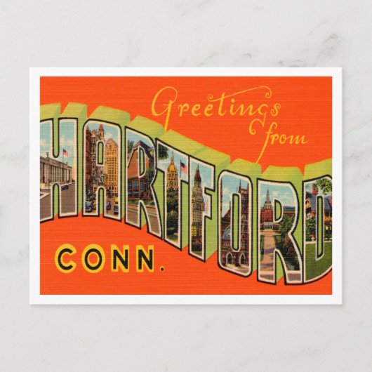 Groeten uit Hartford, Connecticut Travel Briefkaart (Voorkant)