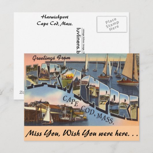 Groeten uit Harwichport Briefkaart (Voorkant / Achterkant)