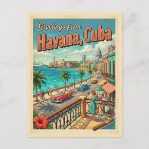 Groeten uit Havana Cuba Vintage Ansichtkaart  Briefkaart