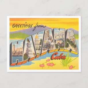 Groeten uit Havana, Cuba Vintage Travel Briefkaart