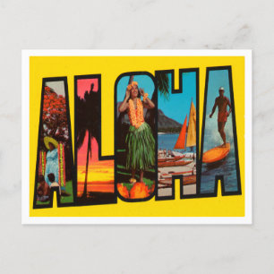 Groeten uit Hawaï, Aloha Vintage Travel Briefkaart