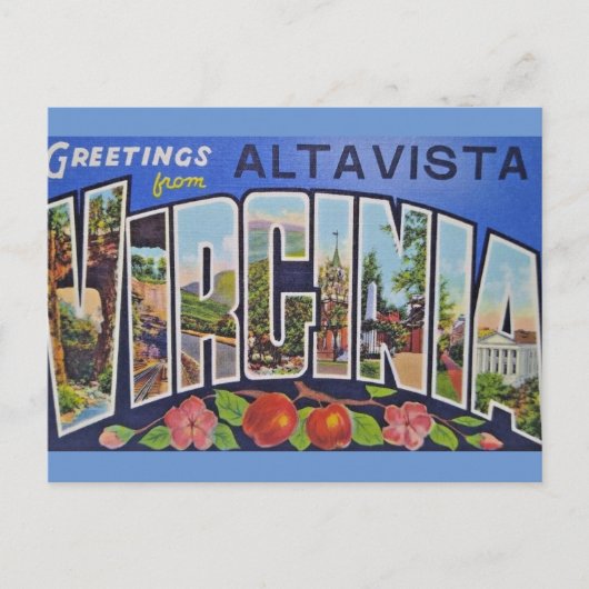 Groeten uit het AltaVista Virginia Briefkaart (Voorkant)