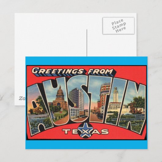 Groeten uit het Briefkaart van Austin Texas (Voorkant / Achterkant)