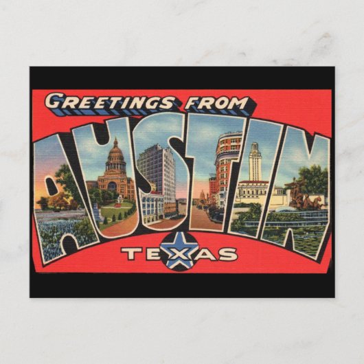 Groeten uit het Briefkaart van Austin Texas (Voorkant)