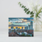 Groeten uit het Briefkaart van Boston City Skyline (Staand voorkant)