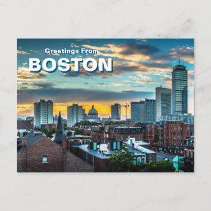 Groeten uit het Briefkaart van Boston City Skyline