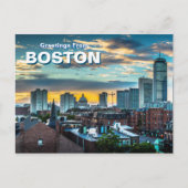 Groeten uit het Briefkaart van Boston City Skyline (Voorkant)