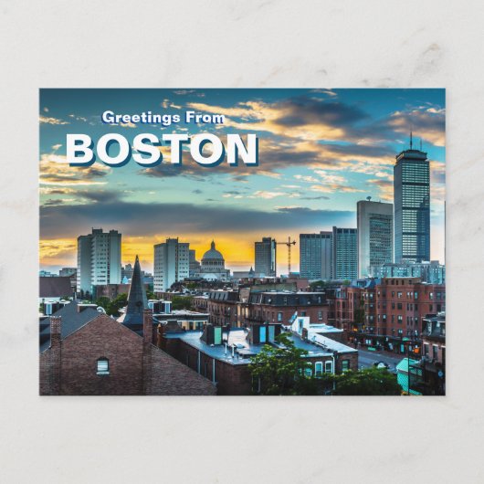 Groeten uit het Briefkaart van Boston City Skyline (Voorkant)