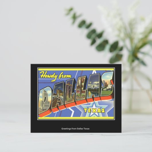 Groeten uit het  Briefkaart van Dallas (Staand voorkant)