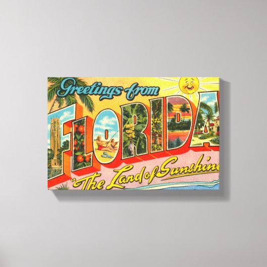 Groeten uit het  Briefkaart van Florida Canvas Afdruk (Voorkant)