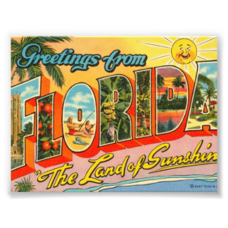 Groeten uit het  Briefkaart van Florida Foto Afdruk