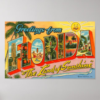 Groeten uit het Briefkaart van Florida Poster