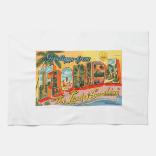 Groeten uit het  Briefkaart van Florida Theedoek