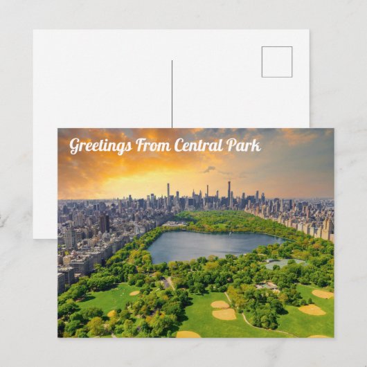 Groeten uit het Briefkaart van het centrale park (Voorkant / Achterkant)