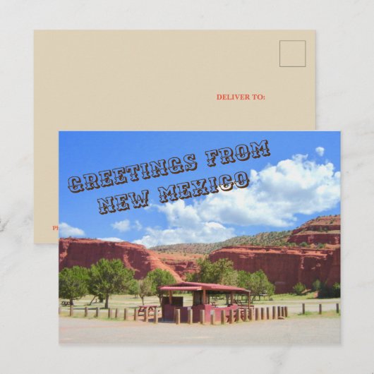 Groeten uit het Briefkaart van New Mexico (Voorkant / Achterkant)