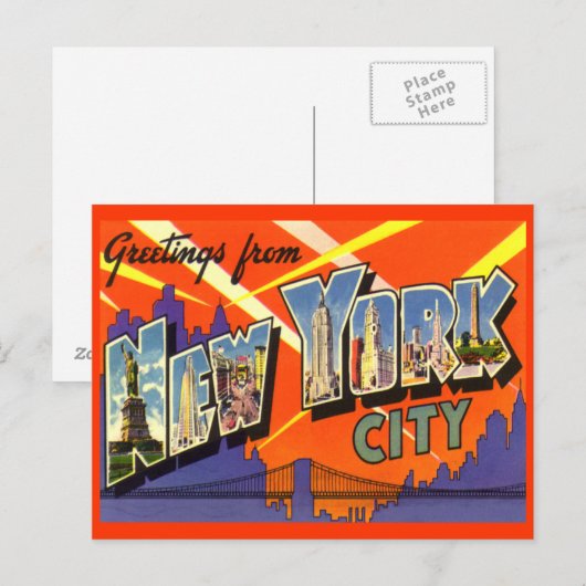 Groeten uit het Briefkaart van New York City (Voorkant / Achterkant)
