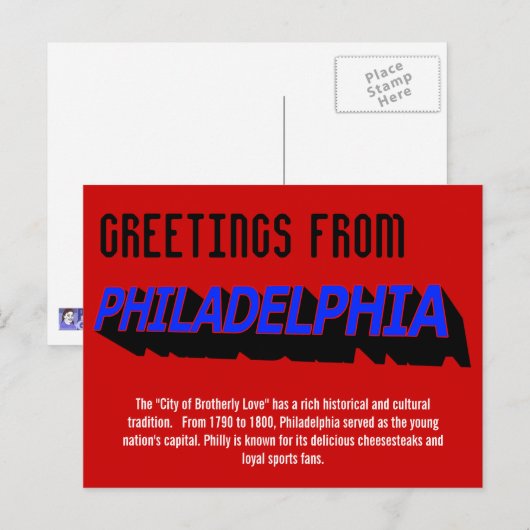 Groeten uit het Briefkaart van Philadelphia (Voorkant / Achterkant)
