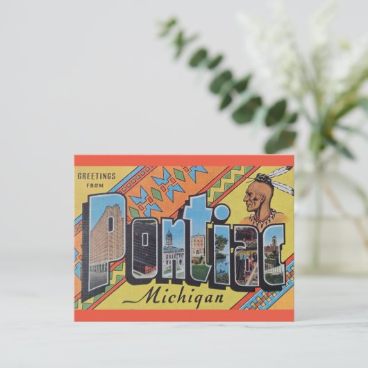 Groeten uit het Briefkaart van Pontiac Michigan (Staand voorkant)