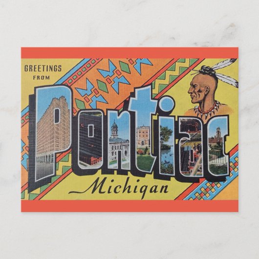 Groeten uit het Briefkaart van Pontiac Michigan (Voorkant)