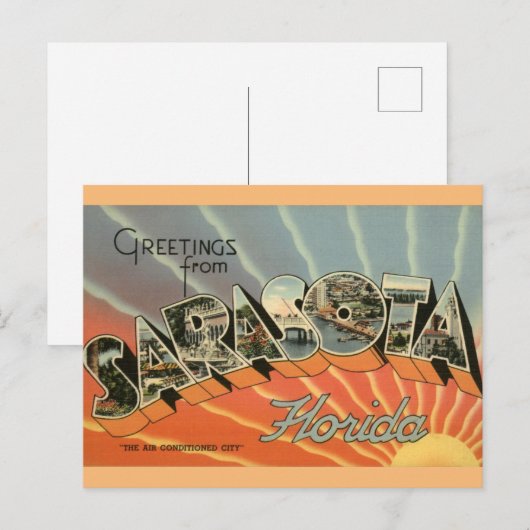 Groeten uit het Briefkaart van Sarasota Florida (Voorkant / Achterkant)