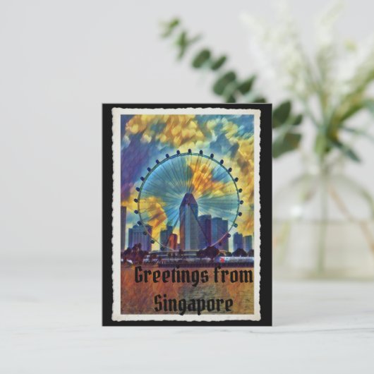 Groeten uit het briefkaart van Singapore (Staand voorkant)