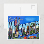 Groeten uit het Briefkaart van Wisconsin Vintage T (Voorkant / Achterkant)