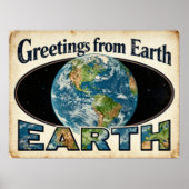 Groeten uit het Earth Retro Sci-Fi Poster (Voorkant)