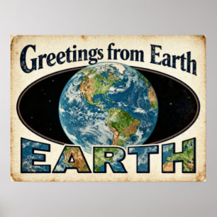 Groeten uit het Earth Retro Sci-Fi Poster