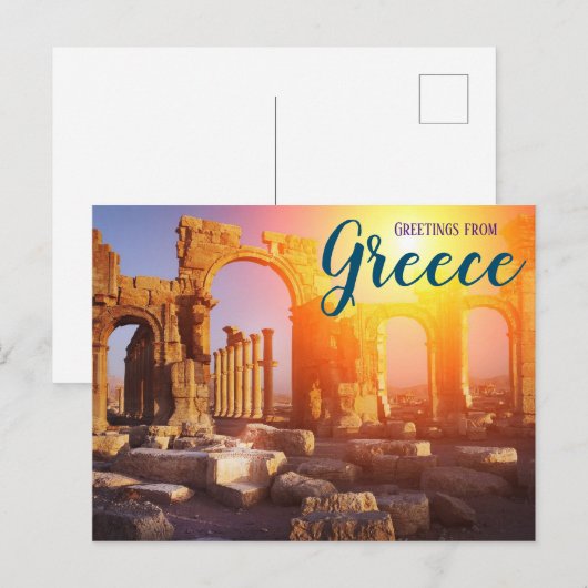 Groeten uit het Griekse Ouderlijk Ruins Parthenon Briefkaart (Voorkant / Achterkant)