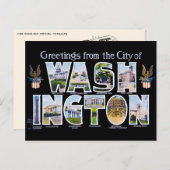 Groeten uit het grote Briefkaart van Washington DC (Voorkant / Achterkant)