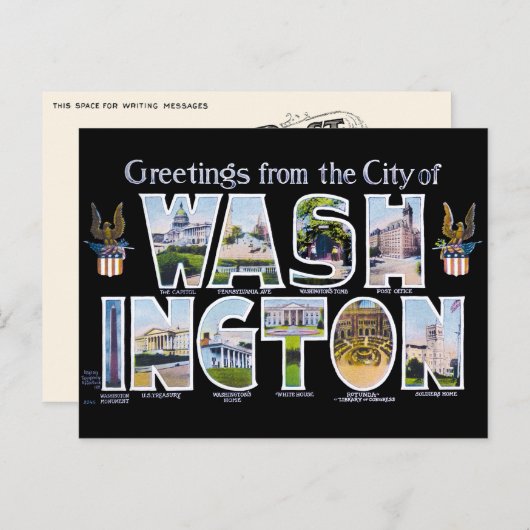 Groeten uit het grote Briefkaart van Washington DC (Voorkant / Achterkant)