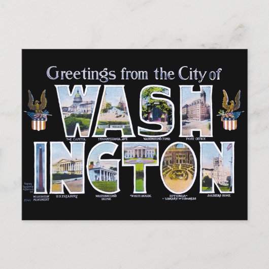 Groeten uit het grote Briefkaart van Washington DC (Voorkant)