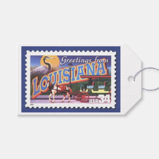 Groeten uit het Label van Louisiana Stamp Gift Cadeaulabel (Voorkant (Horizontaal))