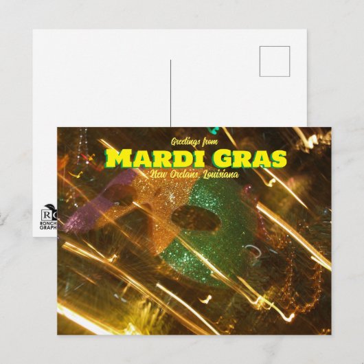 Groeten uit het Mardi Gras Louisiana Briefkaart (Voorkant / Achterkant)