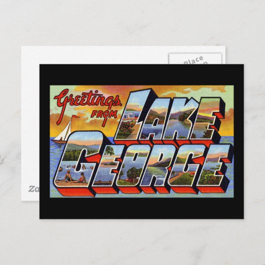 Groeten uit het meer van George New York Briefkaart (Voorkant / Achterkant)