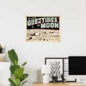 Groeten uit het Moon Retro Sci-Fi Poster (Thuiskantoor)