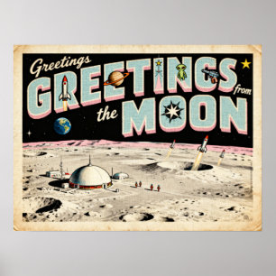 Groeten uit het Moon Retro Sci-Fi Poster