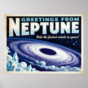 Groeten uit het Neptune Retro Sci-Fi Poster