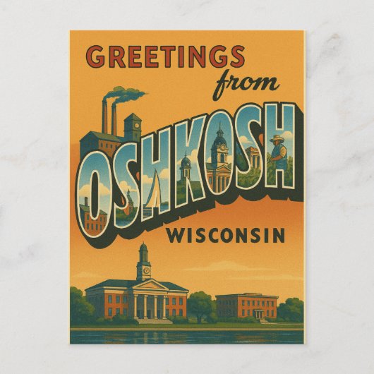 Groeten uit het Oshkosh Wisconsin Briefkaart (Voorkant)