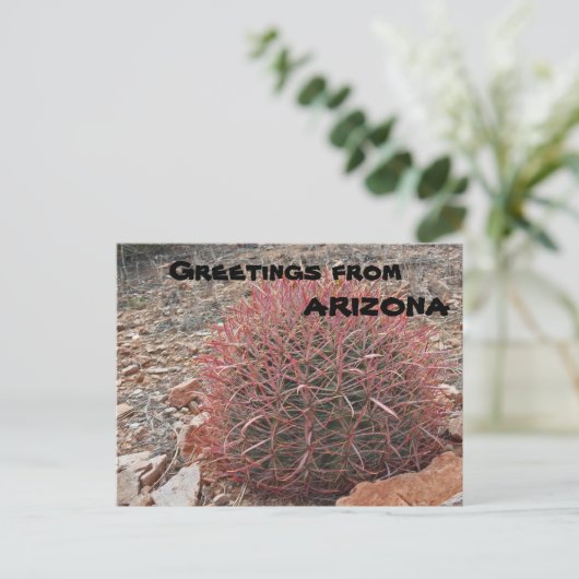 Groeten uit het Plant van de rode Barrel van Arizo Briefkaart (Staand voorkant)